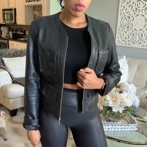 SOLD BCBGMazAzria Black Lea Leather Jacket